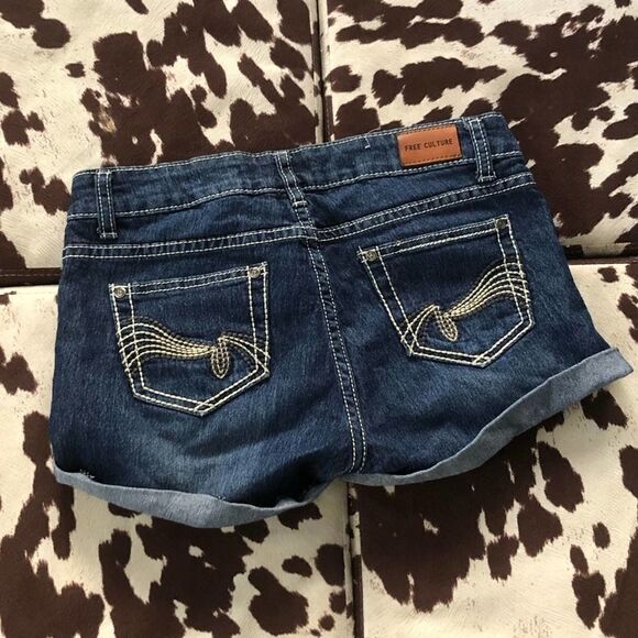 Free Culture Distressed Dark Blue Jean Shorts - Picture 4 of 4